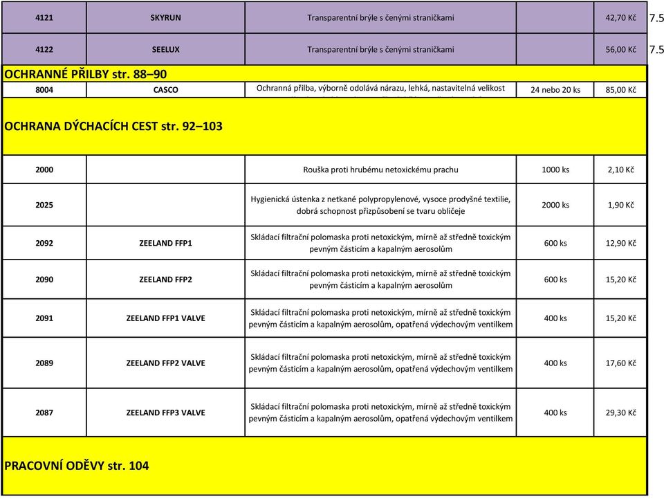 92 103 2000 Rouška proti hrubému netoxickému prachu 1000 ks 2,10 Kč 2025 Hygienická ústenka z netkané polypropylenové, vysoce prodyšné textilie, dobrá schopnost přizpůsobení se tvaru obličeje 2000 ks