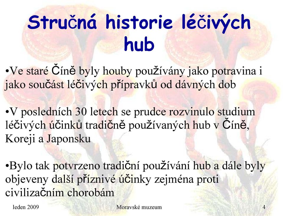 účinků tradičně používaných hub v Číně, Koreji a Japonsku Bylo tak potvrzeno tradiční používání