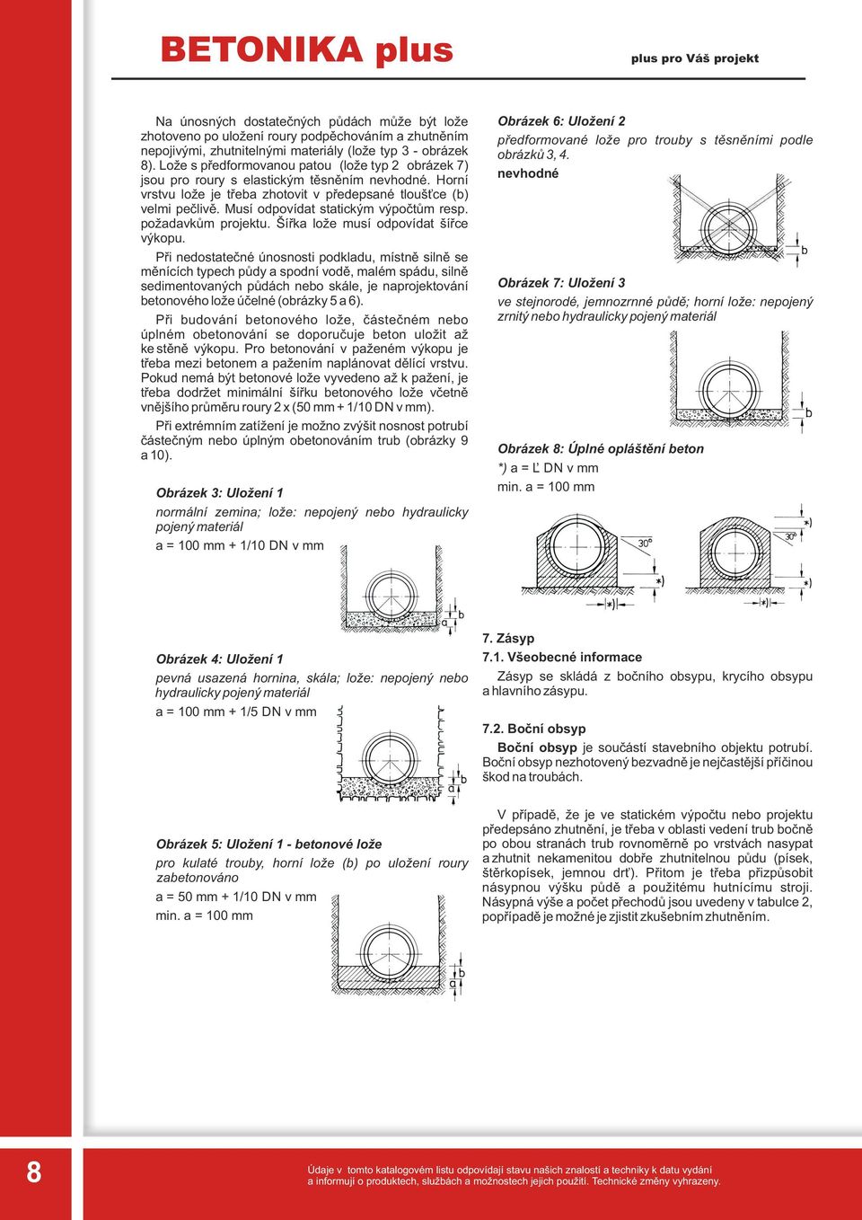 Musí odpovídat statickým výpočtům resp. požadavkům projektu. Šířka lože musí odpovídat šířce výkopu.