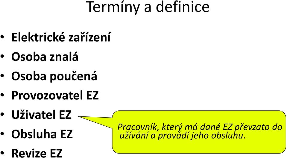 EZ Obsluha EZ Revize EZ Pracovník, který má