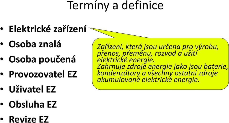 přenos, přeměnu, rozvod a užití elektrické energie.