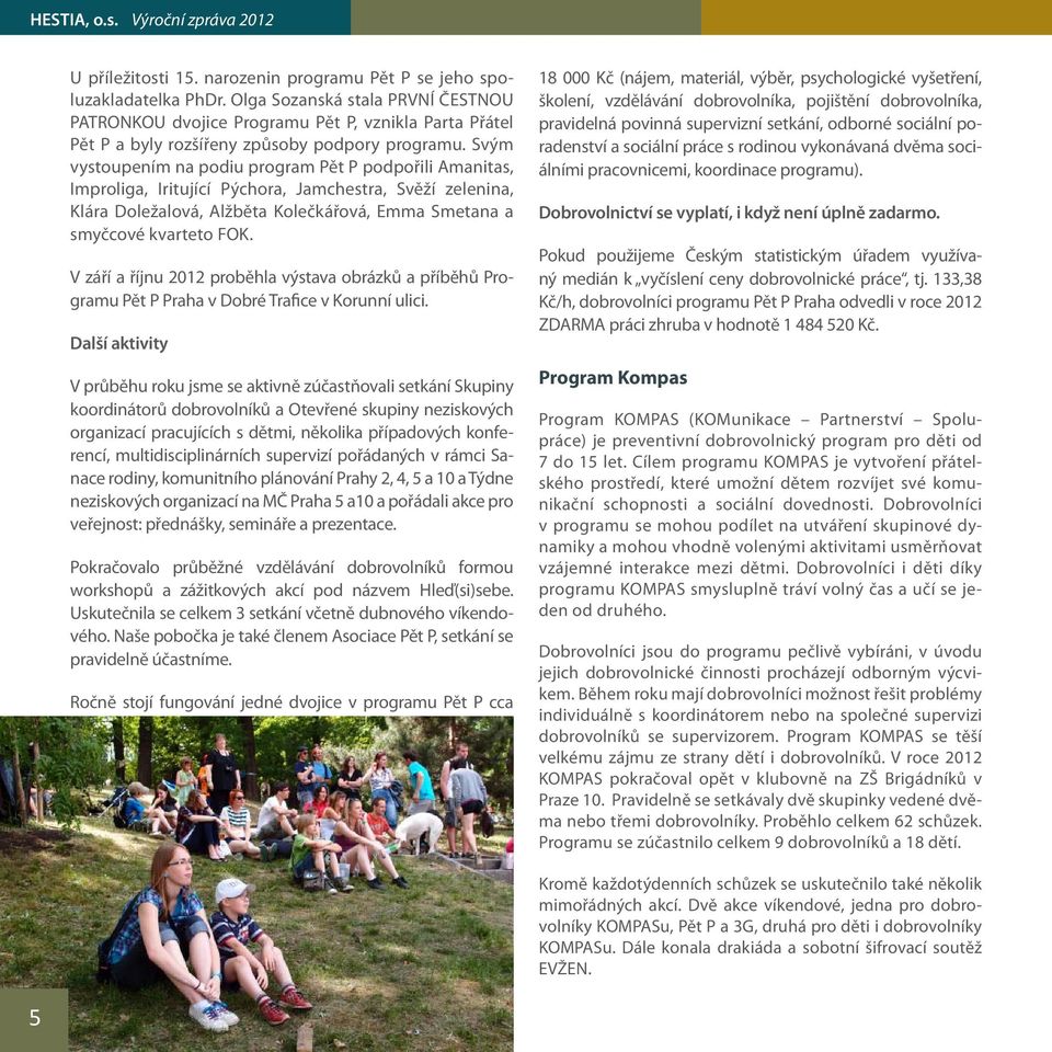 Svým vystoupením na podiu program Pět P podpořili Amanitas, Improliga, Iritující Pýchora, Jamchestra, Svěží zelenina, Klára Doležalová, Alžběta Kolečkářová, Emma Smetana a smyčcové kvarteto FOK.