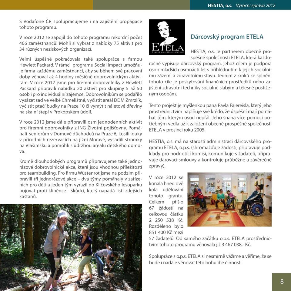 V rámci programu Social Impact umožňuje firma každému zaměstnanci, aby se během své pracovní doby věnoval až 4 hodiny měsíčně dobrovolnickým aktivitám.