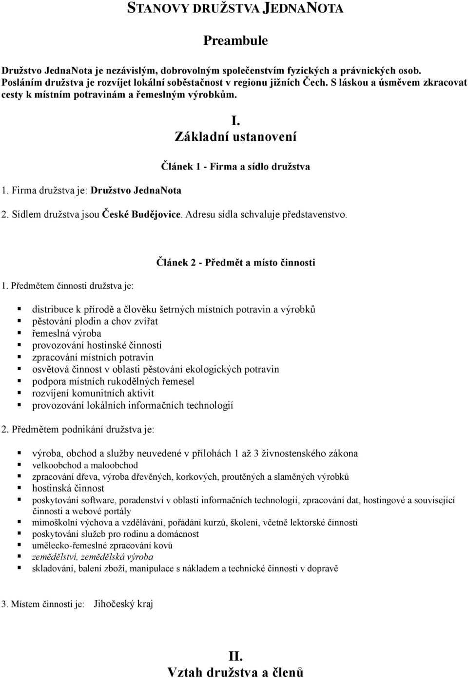 Základní ustanovení Článek 1 