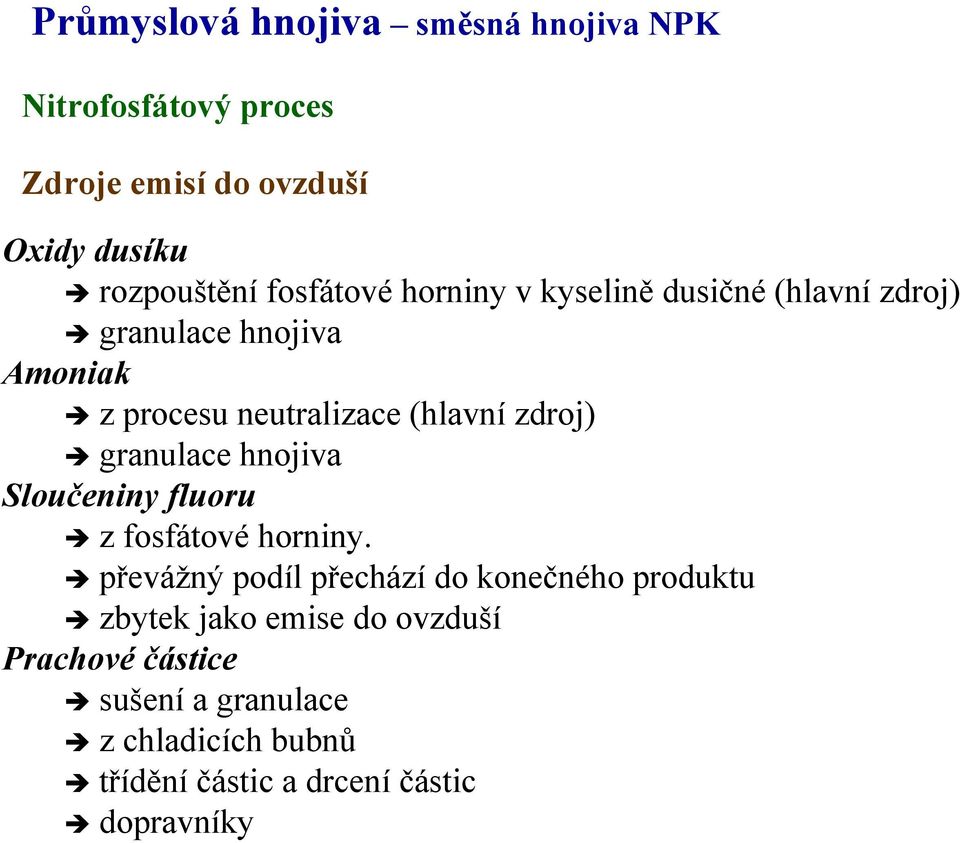 zdroj) granulace hnojiva Sloučeniny fluoru z fosfátové horniny.