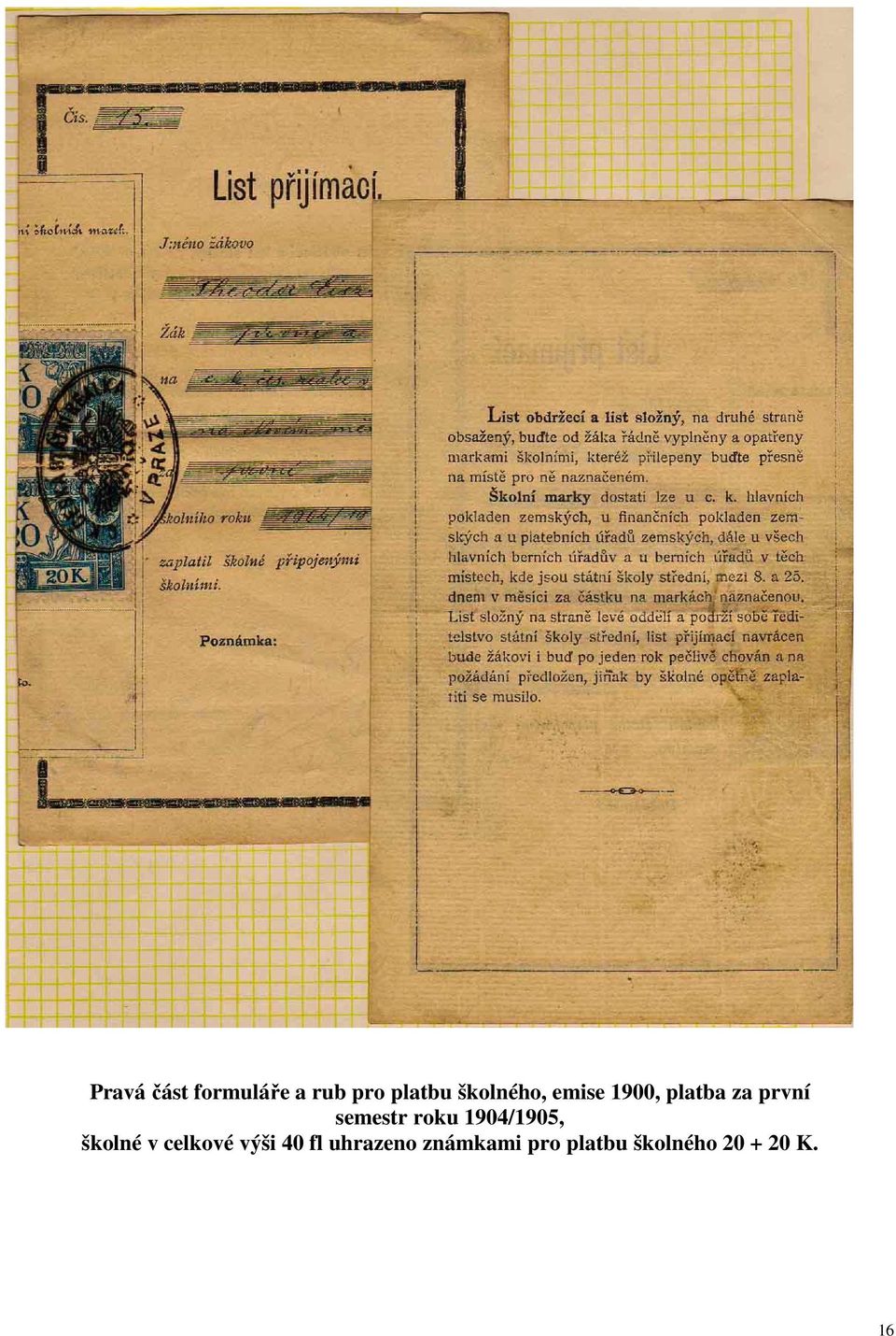 semestr roku 1904/1905, školné v celkové