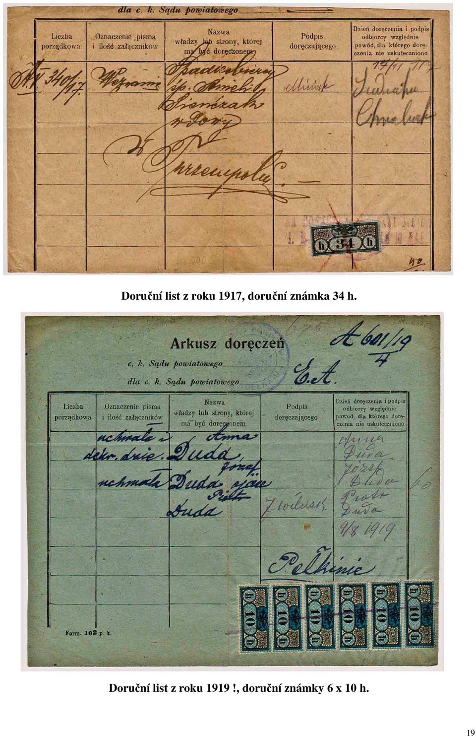 Doruční list z roku 1919!