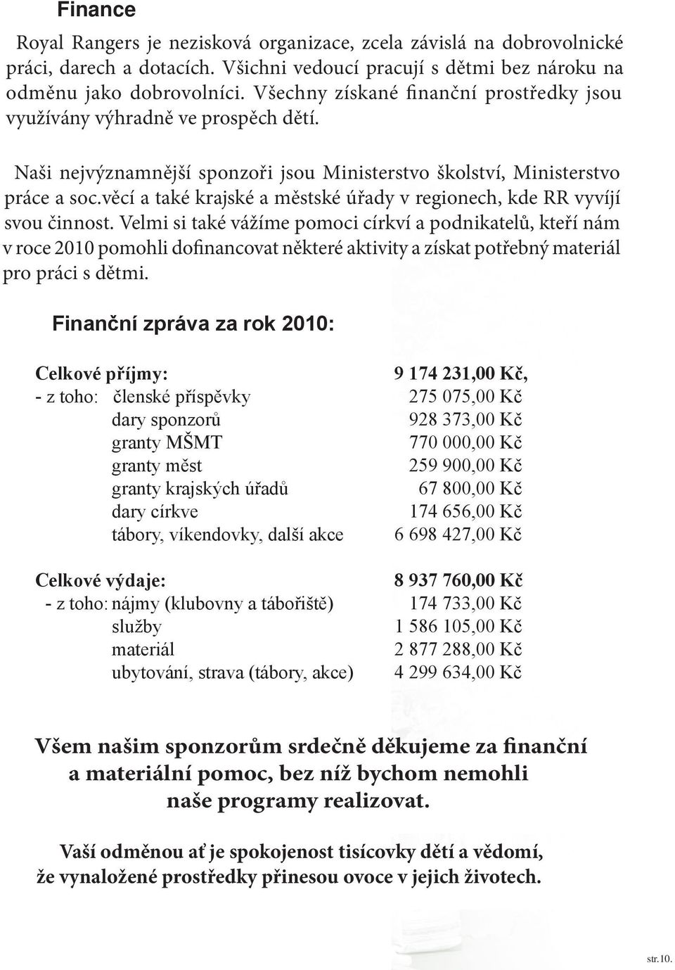 věcí a také krajské a městské úřady v regionech, kde RR vyvíjí svou činnost.