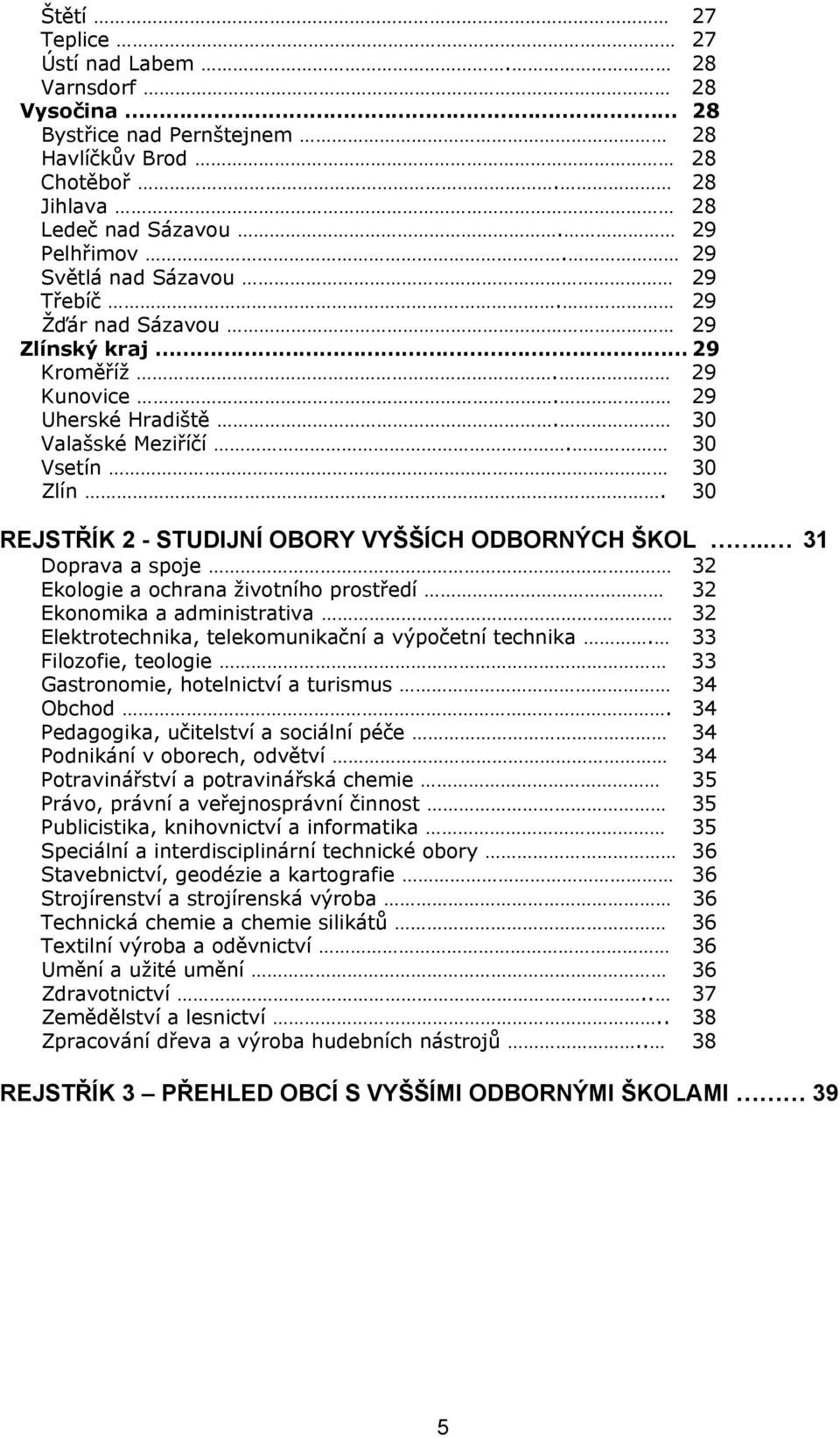 . 31 Doprava a spoje 32 Ekologie a ochrana životního prostředí 32 Ekonomika a administrativa 32 Elektrotechnika, telekomunikační a výpočetní technika.