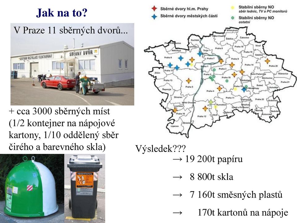 kartony, 1/10 oddělený sběr čirého a barevného skla)