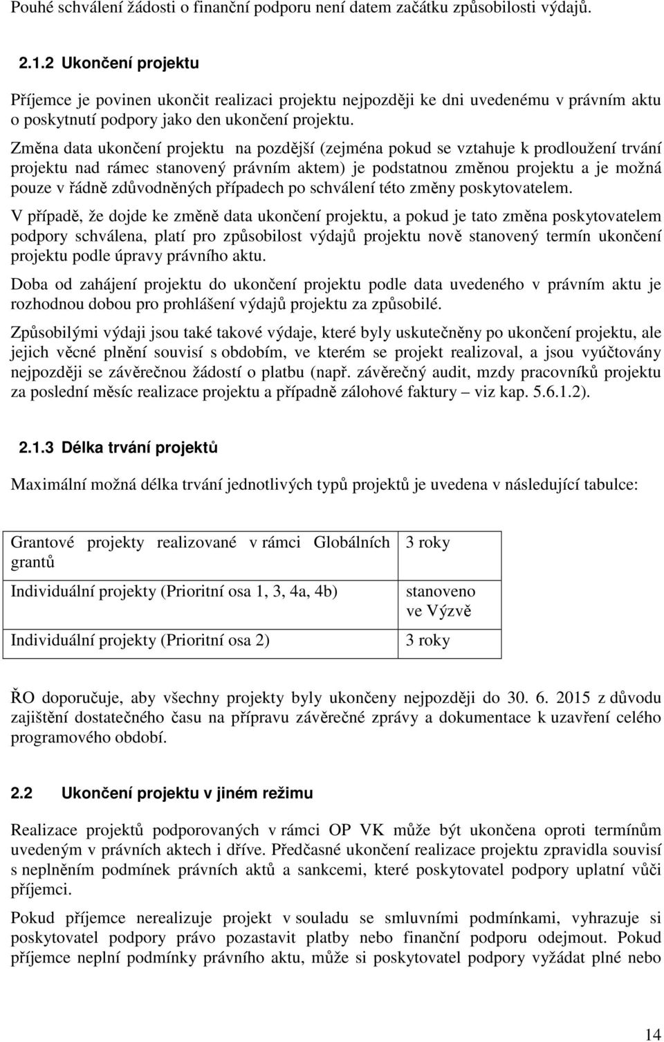 Změna data ukončení projektu na pozdější (zejména pokud se vztahuje k prodloužení trvání projektu nad rámec stanovený právním aktem) je podstatnou změnou projektu a je možná pouze v řádně