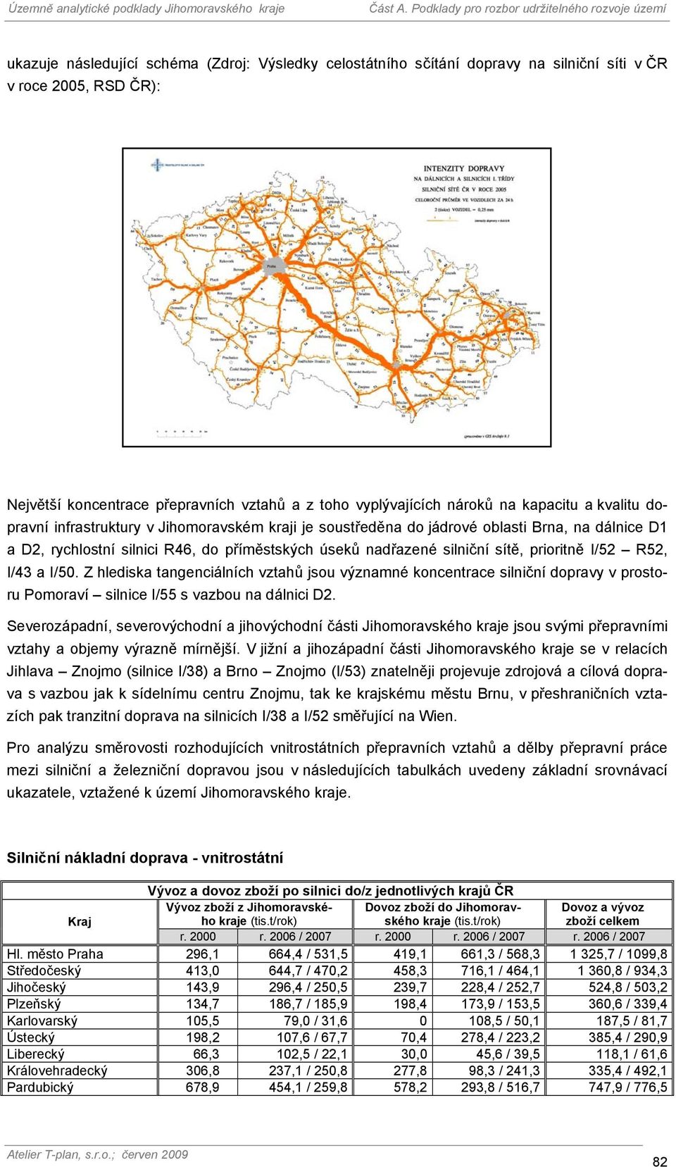 I/52 R52, I/43 a I/50. Z hlediska tangenciálních vztahů jsou významné koncentrace silniční dopravy v prostoru Pomoraví silnice I/55 s vazbou na dálnici D2.