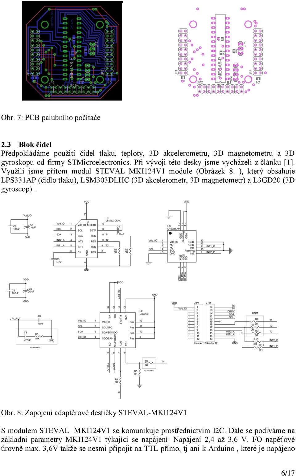 ), který obsahuje LPS331AP (čidlo tlaku), LSM303DLHC (3D akcelerometr, 3D magnetometr) a L3GD20 (3D gyroscop). Obr.