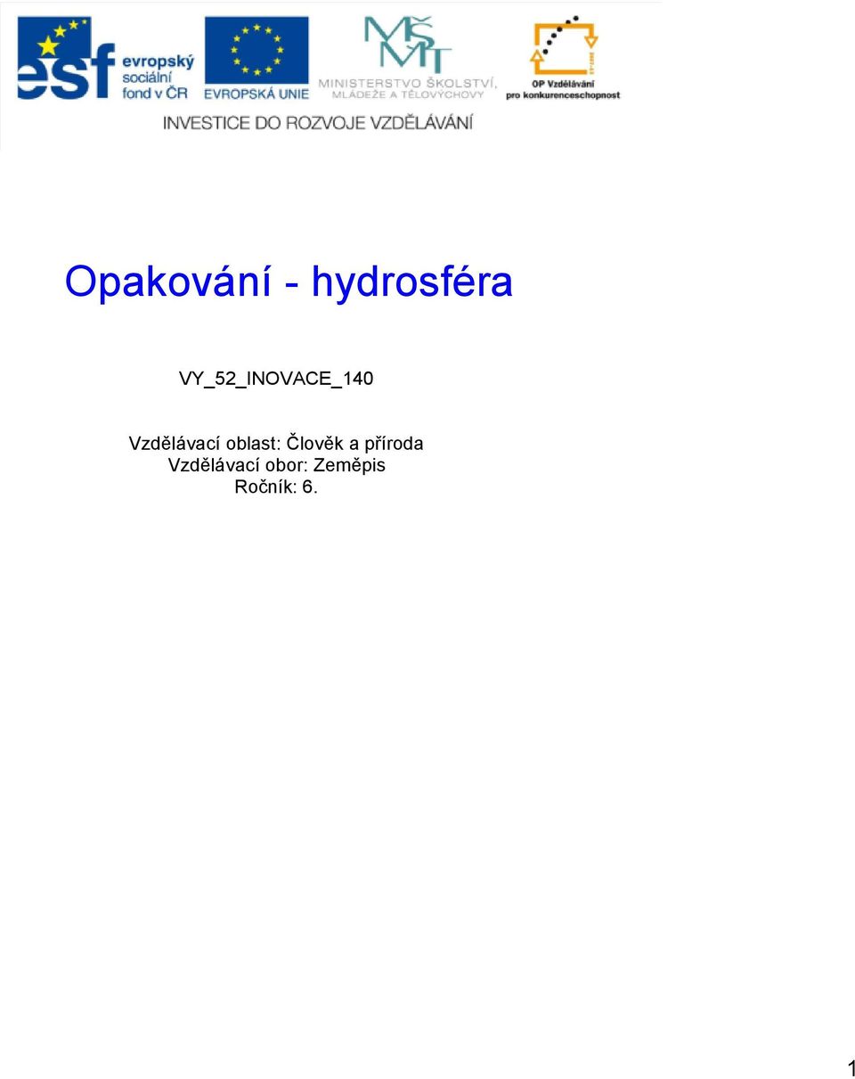 Vzdělávací oblast: Člověk a