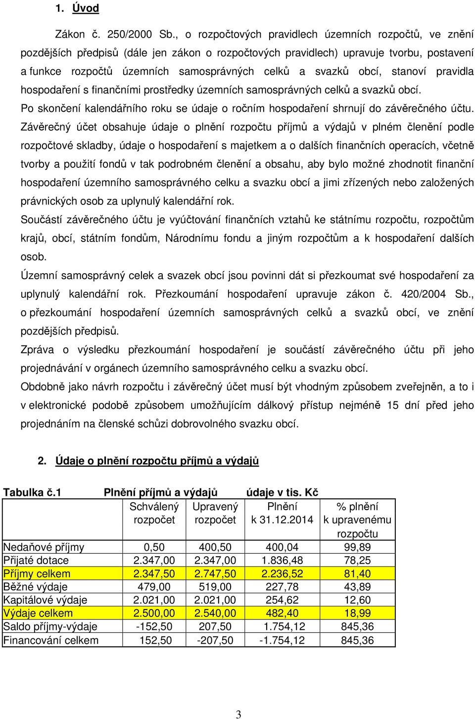 svazků obcí, stanoví pravidla hospodaření s finančními prostředky územních samosprávných celků a svazků obcí. Po skončení kalendářního roku se údaje o ročním hospodaření shrnují do závěrečného účtu.