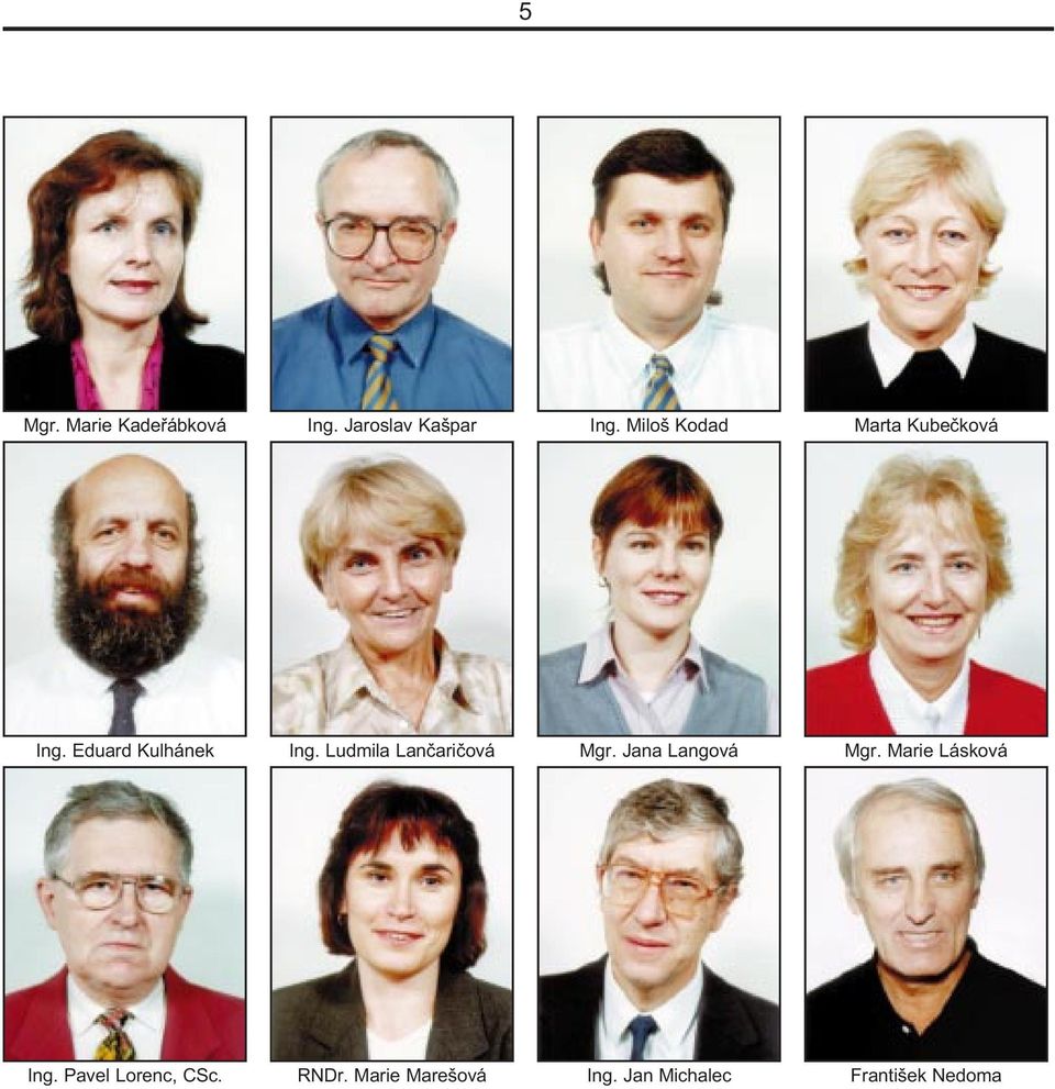 Ludmila Lanèarièová Mgr. Jana Langová Mgr. Marie Lásková Ing.