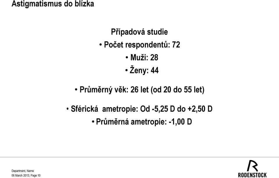 let (od 20 do 55 let) Sférická ametropie: Od -5,25 D