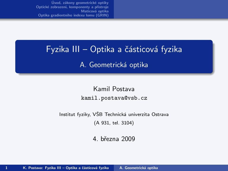 cz Institut fyziky, VŠB Technická univerzita Ostrava