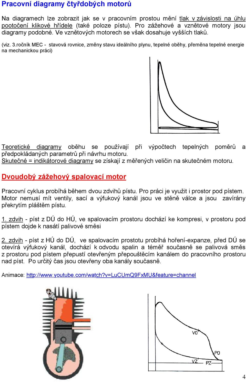 ročník MEC - stavová rovnice, změny stavu ideálního plynu, tepelné oběhy, přeměna tepelné energie na mechanickou práci) Teoretické diagramy oběhu se používají při výpočtech tepelných poměrů a