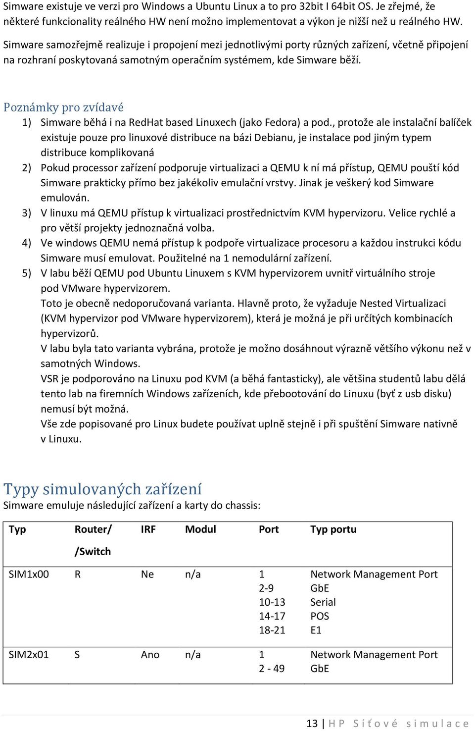 Poznámky pro zvídavé 1) Simware běhá i na RedHat based Linuxech (jako Fedora) a pod.