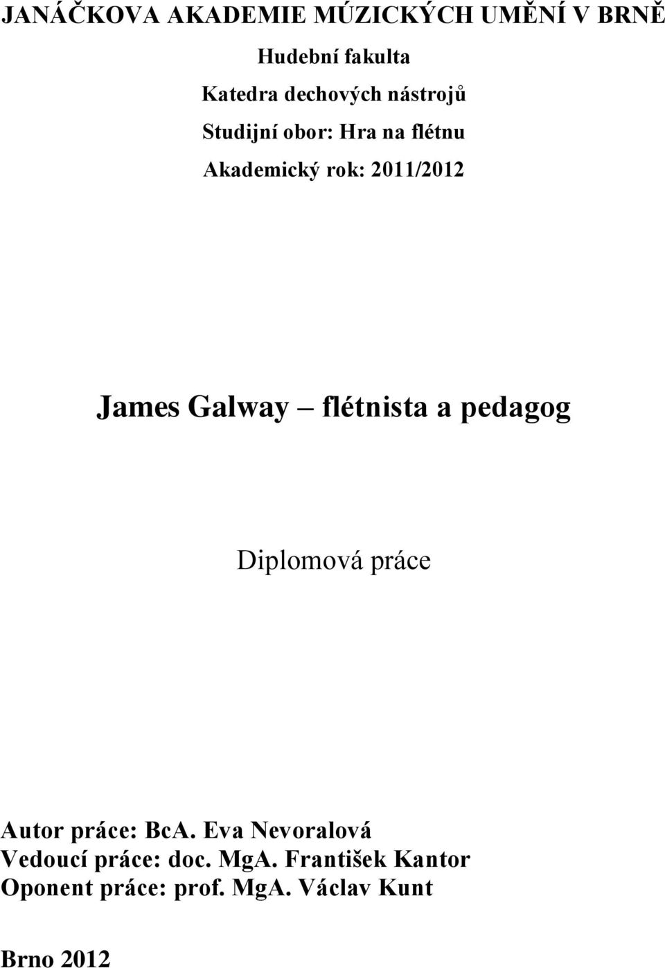 James Galway flétnista a pedagog - PDF Stažení zdarma