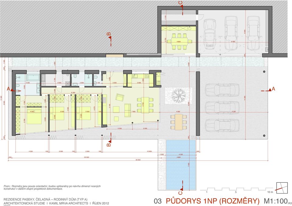 : Rozměry jsou pouze orientační, budou upřesněny po návrhu dimenzí nosných konstrukcí v dalším stupni projektové dokumentace.