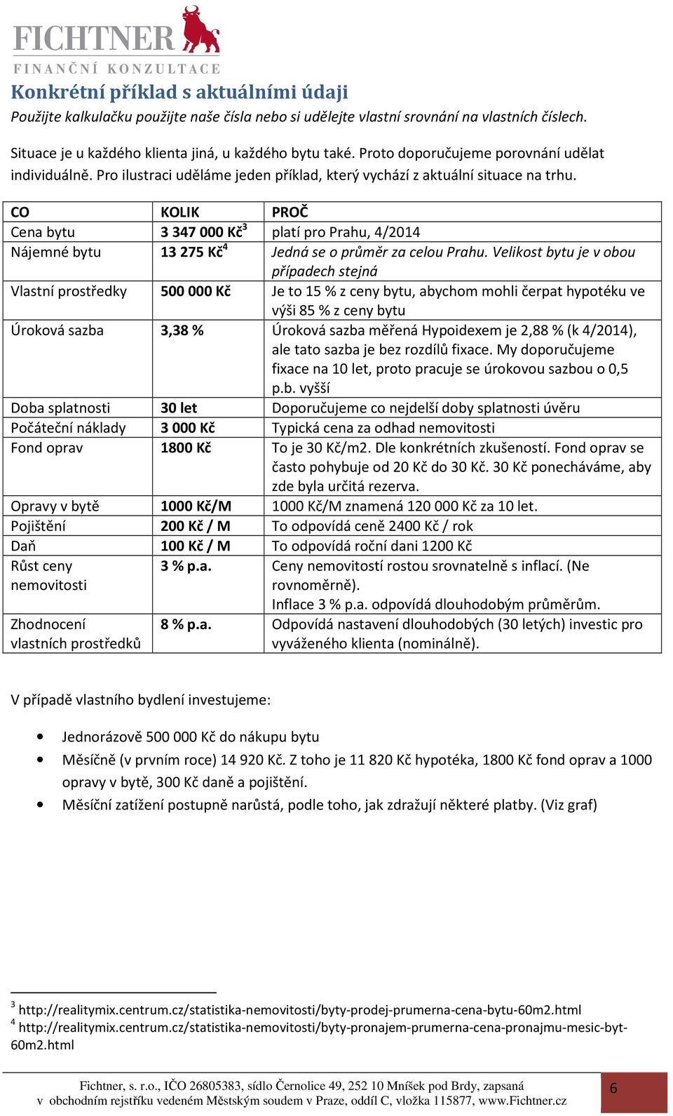 CO KOLIK PROČ Cena bytu 3347000 Kč 3 platí pro Prahu, 4/2014 Nájemné bytu 13275 Kč 4 Jedná se o průměr za celou Prahu.