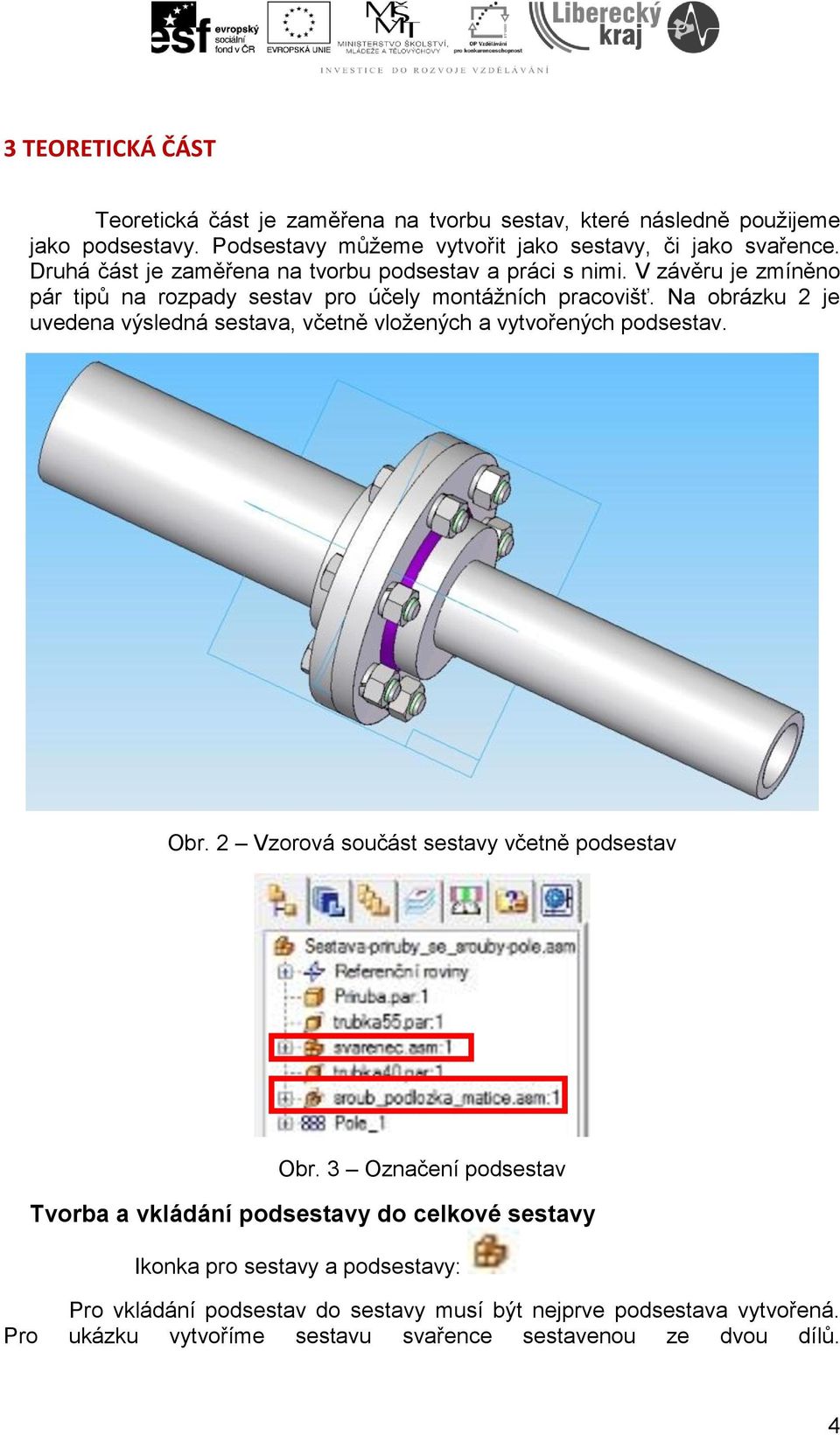 Na obrázku 2 je uvedena výsledná sestava, včetně vložených a vytvořených podsestav. Obr. 2 Vzorová součást sestavy včetně podsestav Obr.