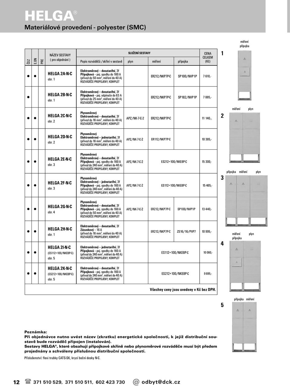 1 (přívod do 50 mm 2, do 40 A) ER212/NKP7P-C SP100/NVP1P 7 610,- HELGA 2B-N-C obr. 1 Přípojková poj. odpínače do 63 A (přívod do 25 mm 2, do 40 A) ER212/NKP7P-C SP182/NVP1P 7 885,- HELGA 2C-N-C obr.