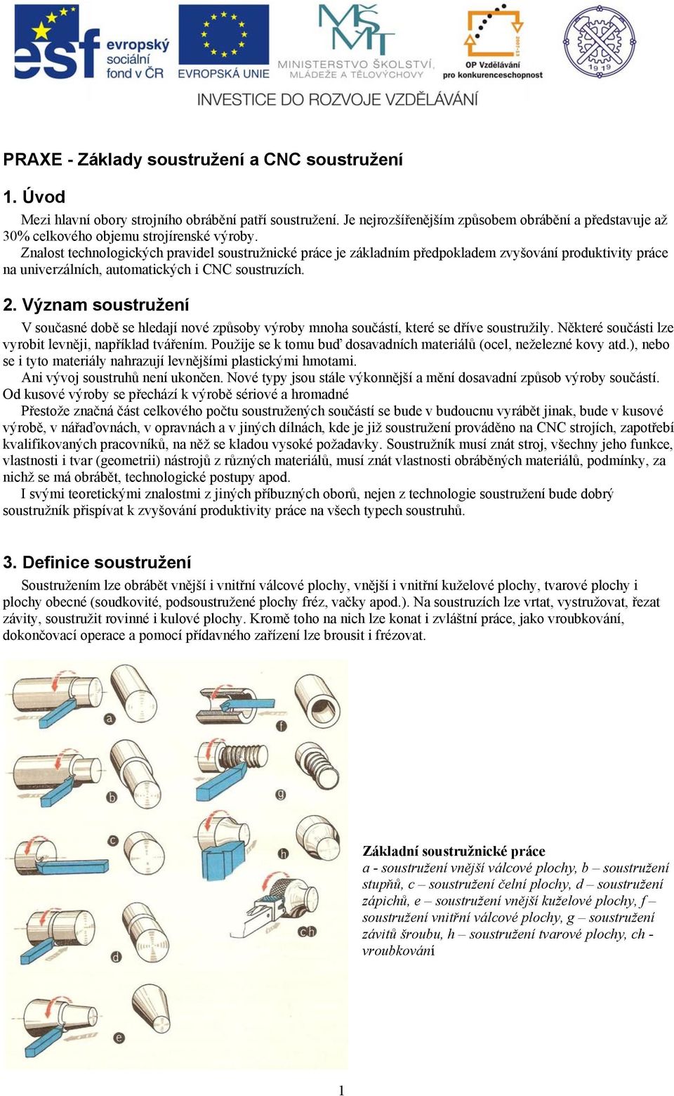 Znalost technologických pravidel soustružnické práce je základním předpokladem zvyšování produktivity práce na univerzálních, automatických i CNC soustruzích. 2.