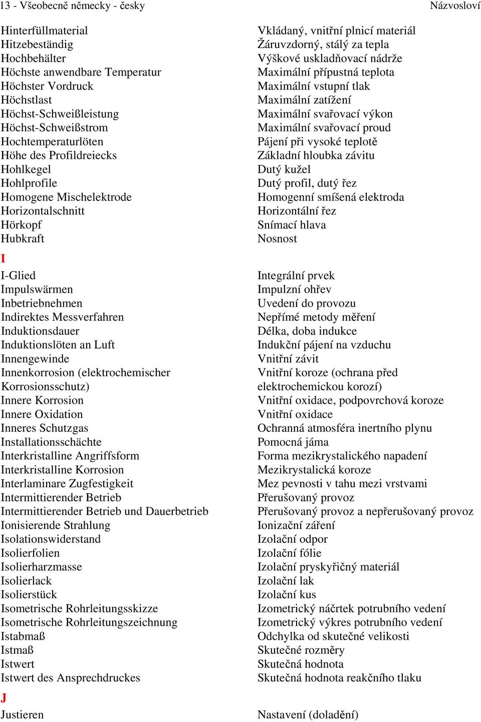 Innenkorrosion (elektrochemischer Korrosionsschutz) Innere Korrosion Innere Oxidation Inneres Schutzgas Installationsschächte Interkristalline Angriffsform Interkristalline Korrosion Interlaminare