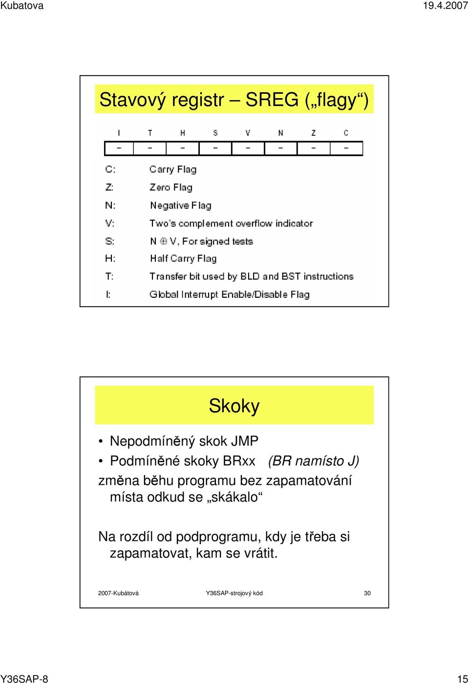 bez zapamatování místa odkud se skákalo Na rozdíl od podprogramu, kdy je