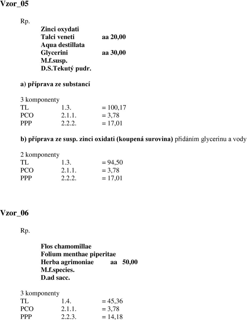 zinci oxidati (koupená surovina) přidáním glycerinu a vody 2 