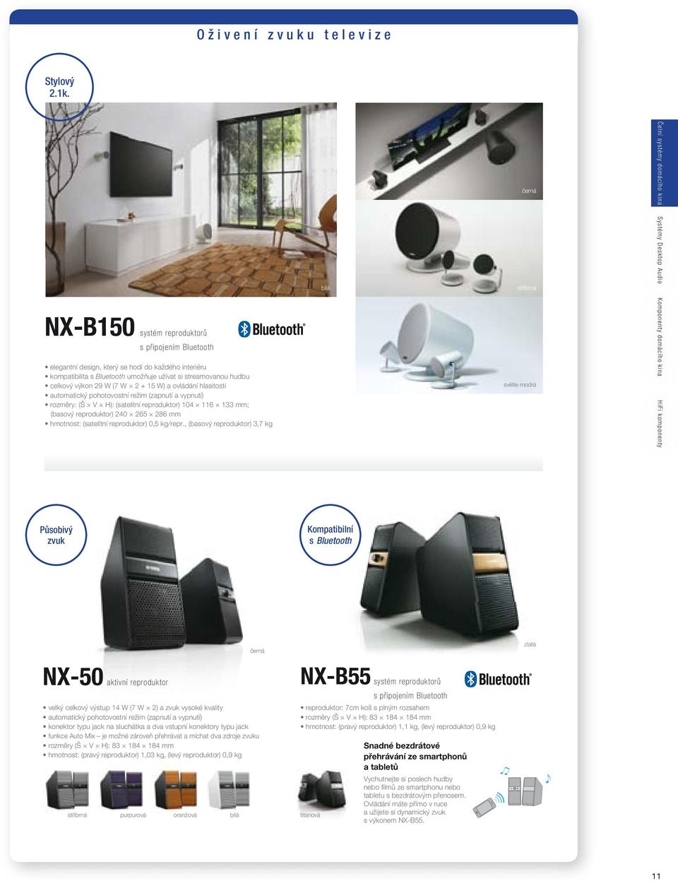 W) a ovládání hlasitosti automatický pohotovostní režim (zapnutí a vypnutí) rozměry: (Š V H): (satelitní reproduktor) 104 116 133 mm; (basový reproduktor) 240 265 286 mm hmotnost: (satelitní