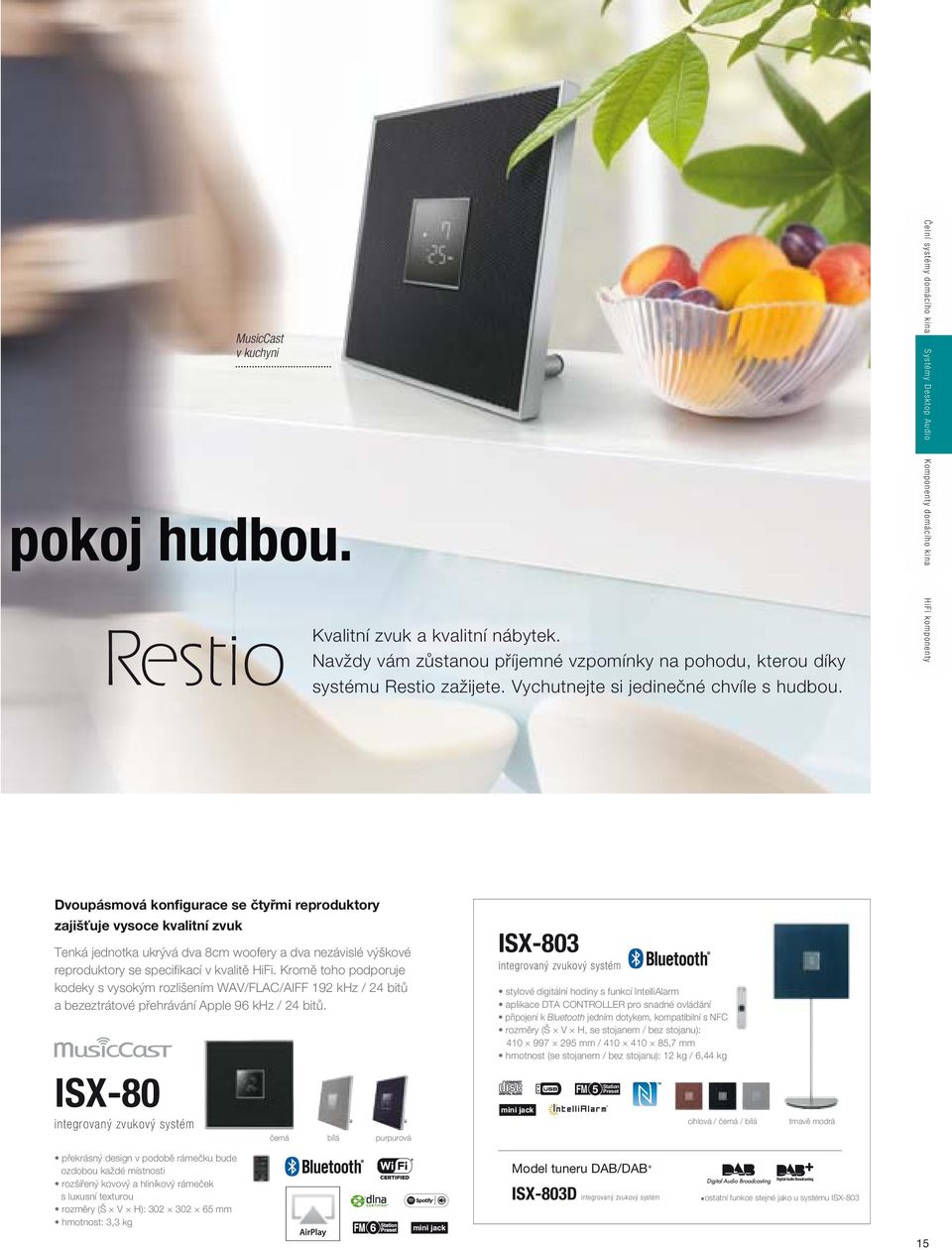 Komponenty domácího kina HiFi komponenty Dvoupásmová konfigurace se čtyřmi reproduktory zajišťuje vysoce kvalitní zvuk Tenká jednotka ukrývá dva 8cm woofery a dva nezávislé výškové reproduktory se