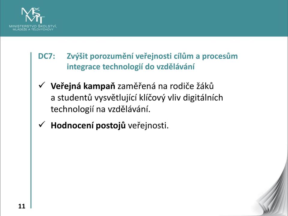 zaměřená na rodiče žáků a studentů vysvětlující klíčový