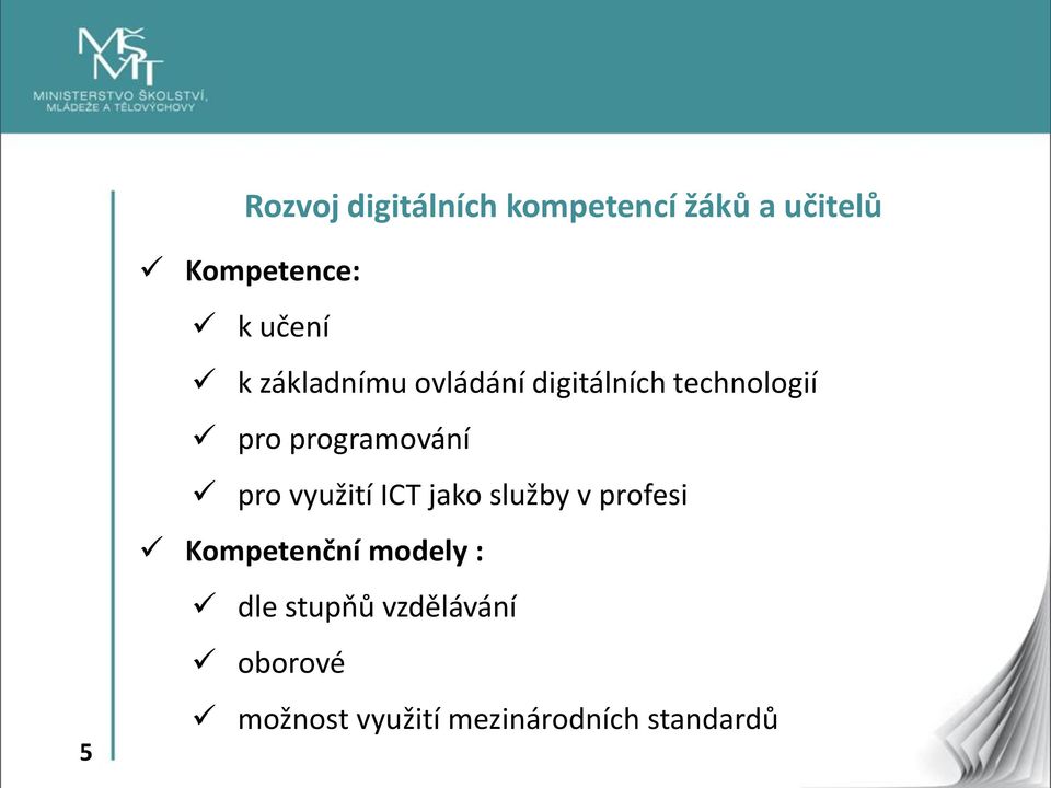 programování pro využití ICT jako služby v profesi Kompetenční