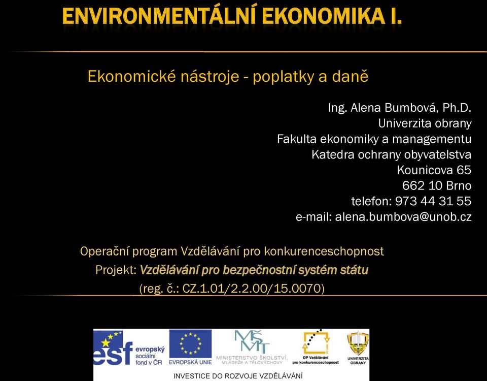 ENVIRONMENTÁLNÍ EKONOMIKA I. - PDF Stažení zdarma