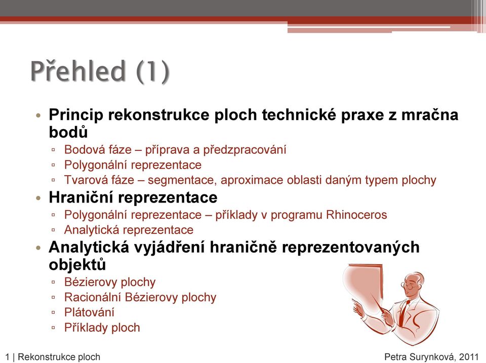 Polygonální reprezentace příklady v programu Rhinoceros Analytická reprezentace Analytická vyjádření hraničně