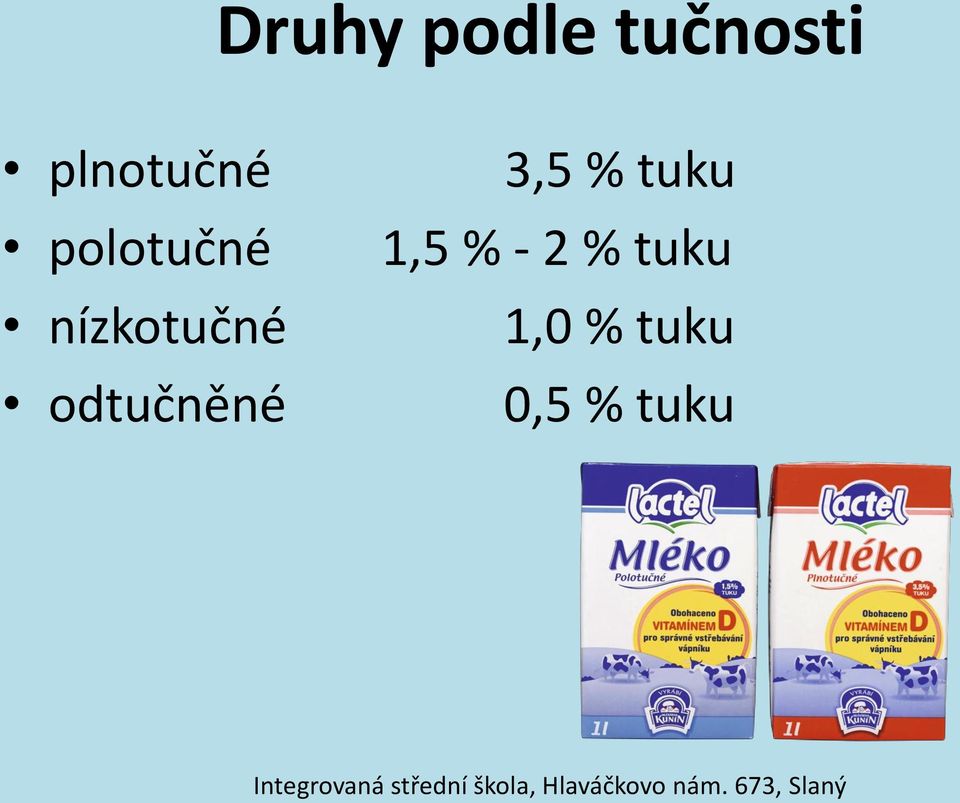 nízkotučné odtučněné 3,5 %