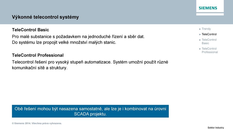 TeleControl Telecontrol řešení pro vysoký stupeň automatizace.