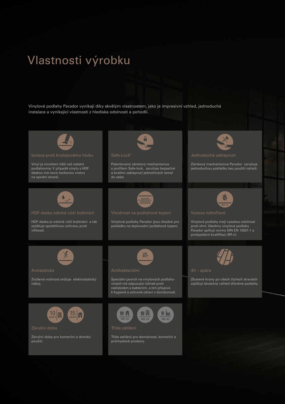 Safe-Lock Patentovaný zámkový mechanismus s profilem Safe-lock, zaručuje bezpečné a kvalitní zaklapnutí jednotlivých lamel do sebe.