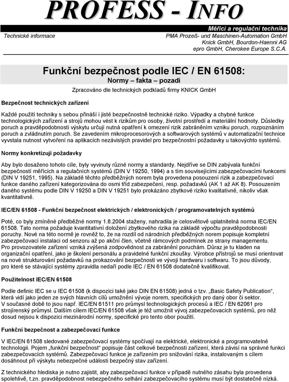 tomation GmbH Knick GmbH, Bourdon-Haenni AG