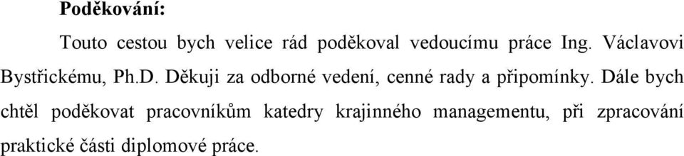 Děkuji za odborné vedení, cenné rady a připomínky.