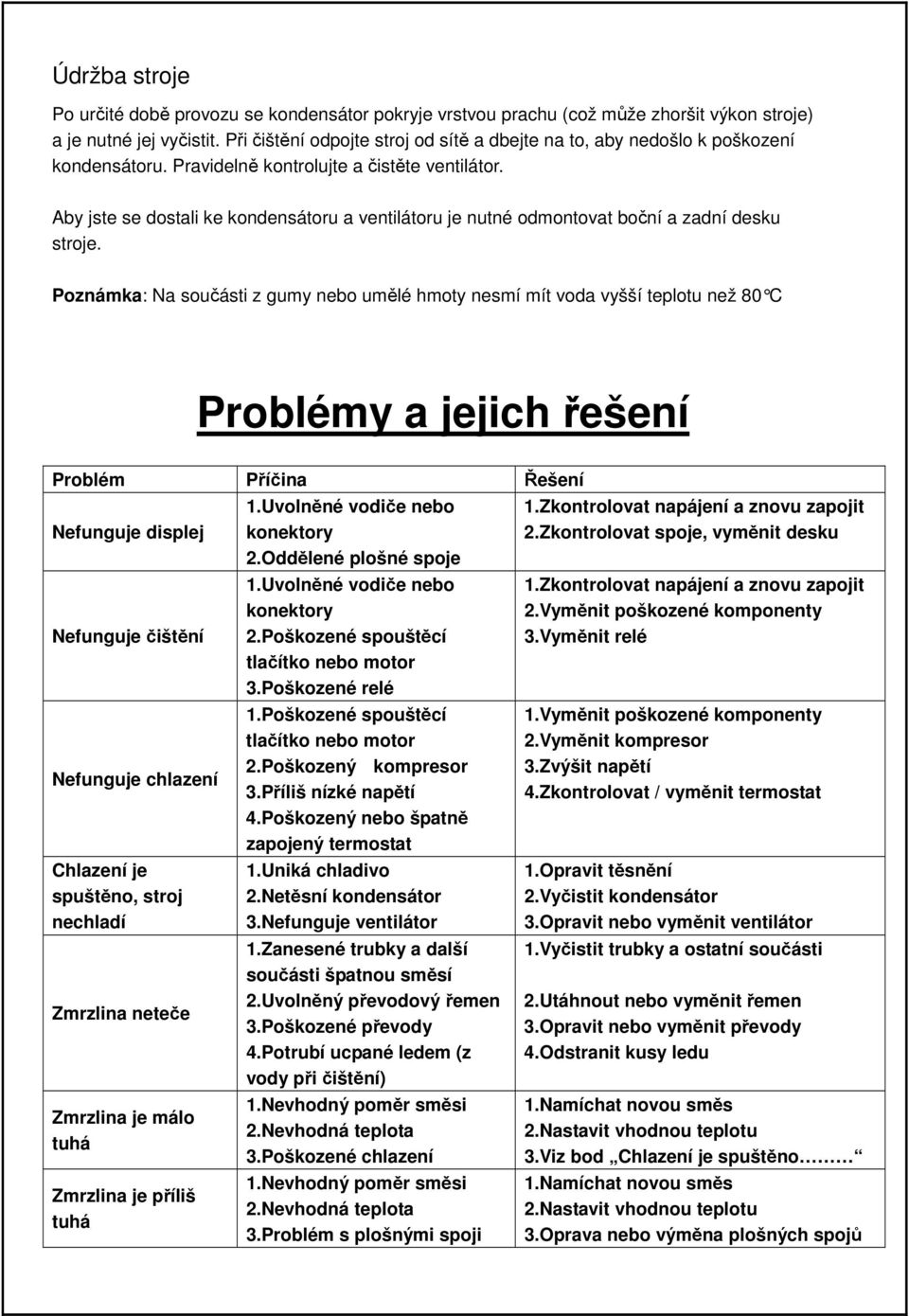 Aby jste se dostali ke kondensátoru a ventilátoru je nutné odmontovat boční a zadní desku stroje.