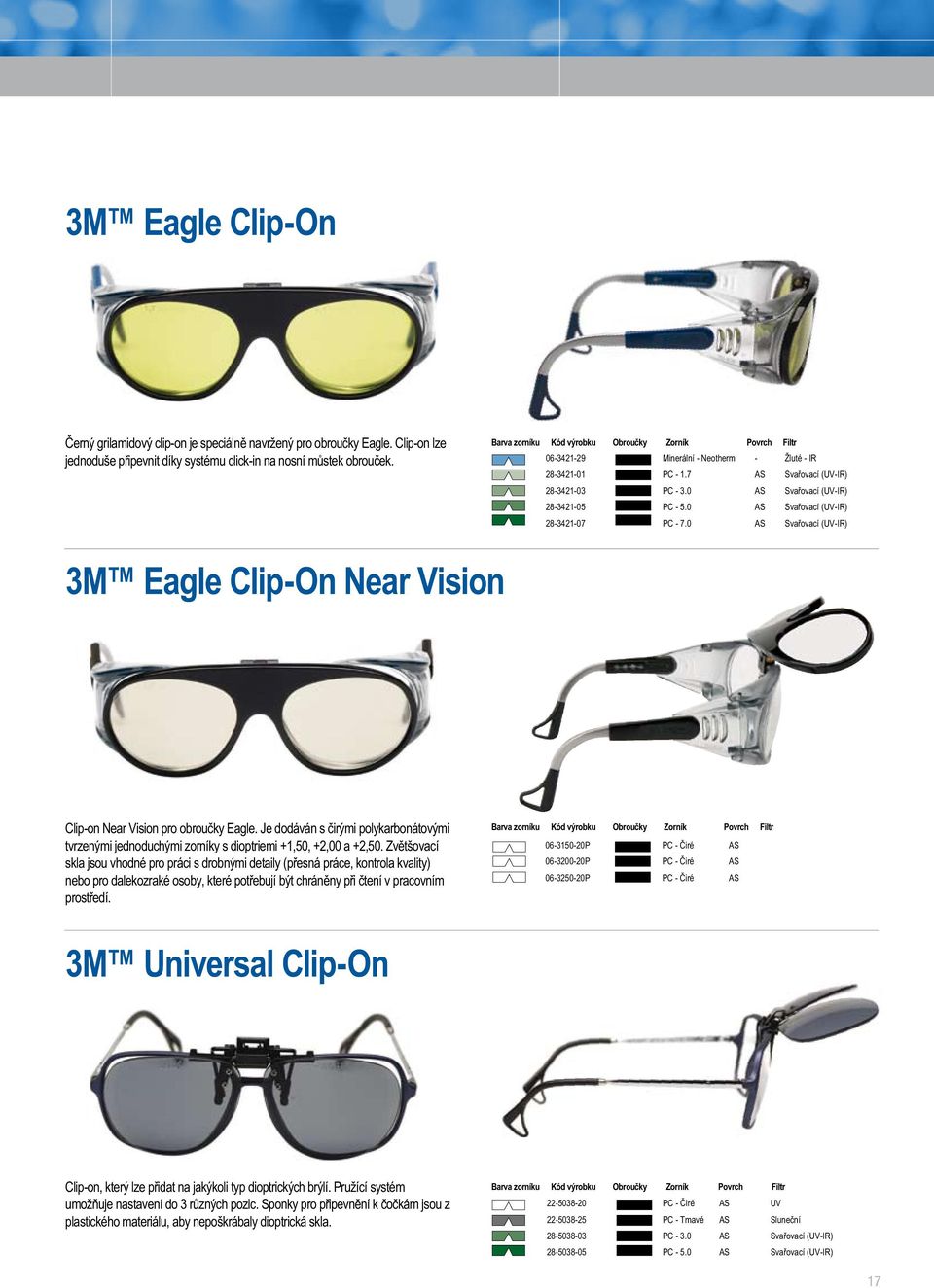 0 - Žluté - IR Svařovací (-IR) Svařovací (-IR) Svařovací (-IR) Svařovací (-IR) Clip-on Near Vision pro obroučky Eagle.