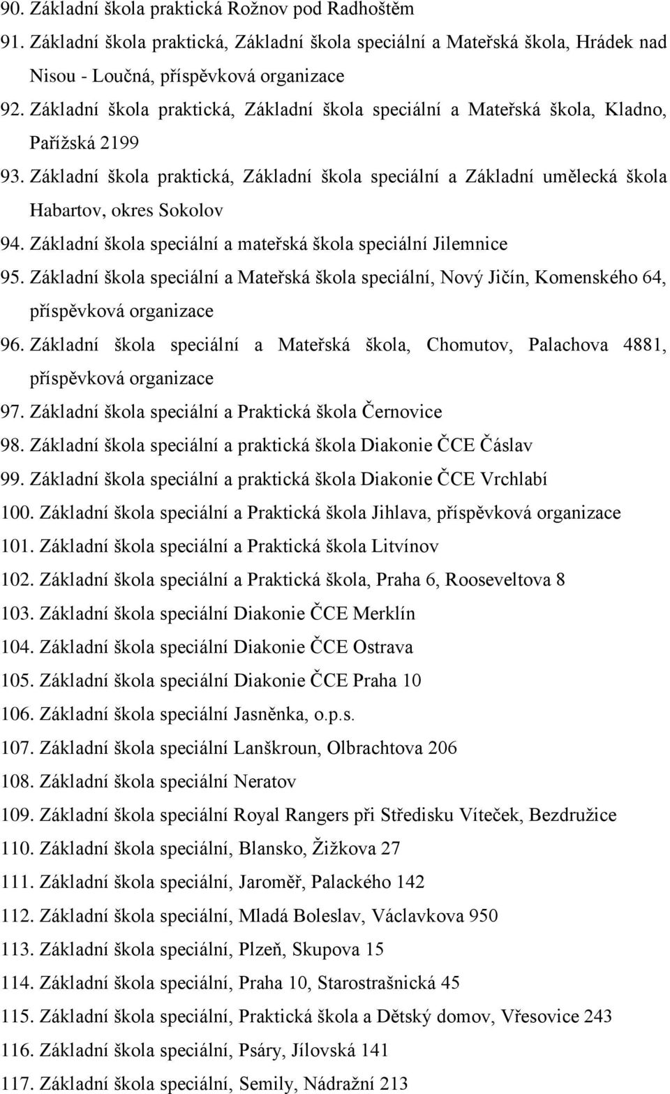 Základní škola speciální a mateřská škola speciální Jilemnice 95. Základní škola speciální a Mateřská škola speciální, Nový Jičín, Komenského 64, 96.