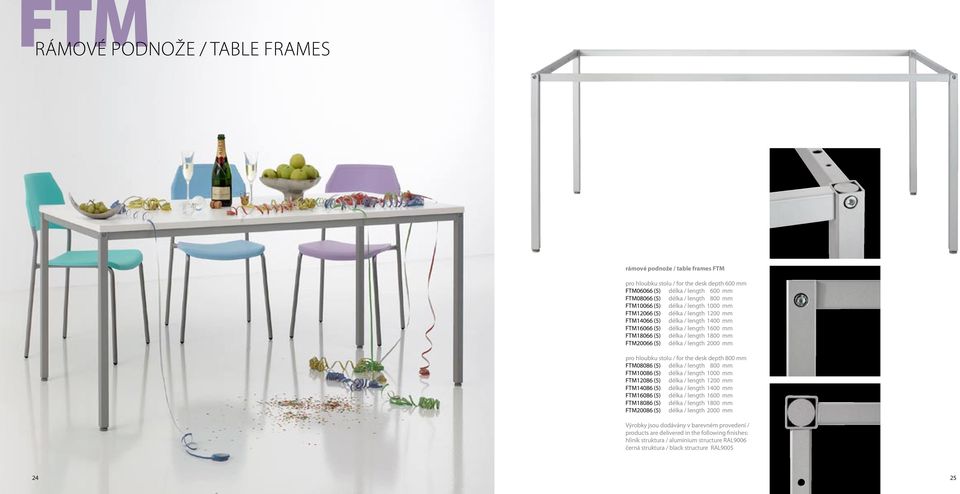 FTM20066 (5) délka / length 2000 mm pro hloubku stolu / for the desk depth 800 mm FTM08086 (5) délka / length 800 mm FTM10086 (5) délka / length 1000 mm FTM12086 (5) délka / length 1200