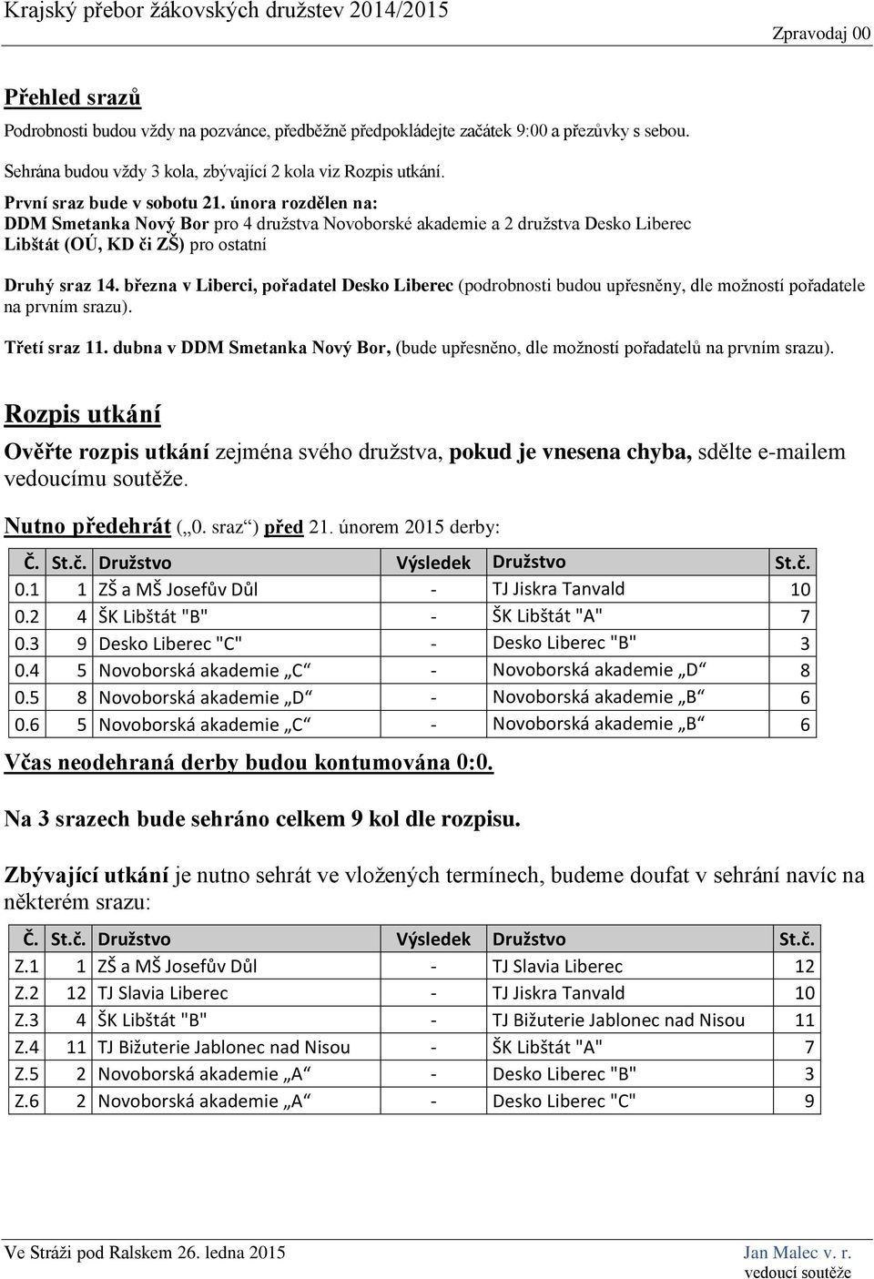 března v Liberci, pořadatel Desko Liberec (podrobnosti budou upřesněny, dle možností pořadatele na prvním srazu). Třetí sraz 11.