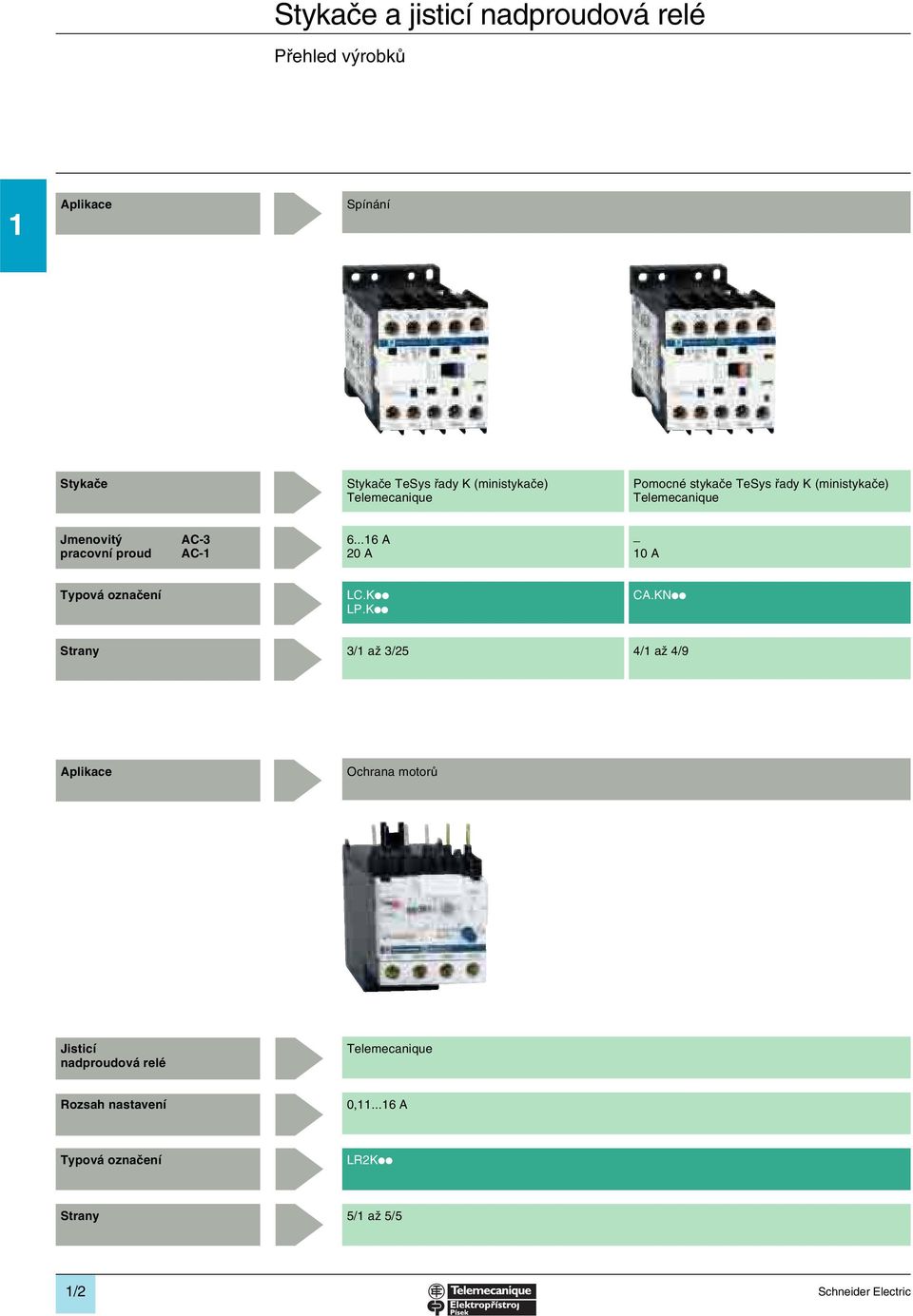 ..1 A _ pracovní proud AC-1 20 A 10 A Typová označení LC.Kii CA.KNii LP.